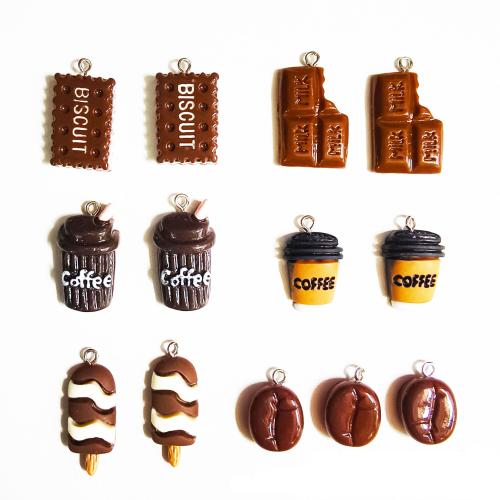 Imitation alimentaires pendants de résine, avec fer, Forme différente pour le choix & DIY, plus de couleurs à choisir, Environ Vendu par sac