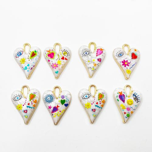 Bijoux Pendentif en résine, avec alliage de zinc, coeur, Placage de couleur d'or, DIY & modèles différents pour le choix, plus de couleurs à choisir Environ Vendu par sac