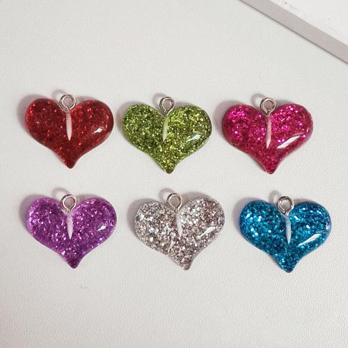 Bijoux Pendentif en résine, avec fer, coeur, DIY, plus de couleurs à choisir Environ Vendu par sac