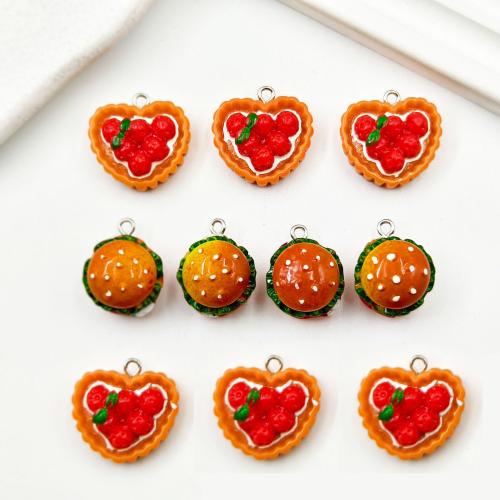 Imitation alimentaires pendants de résine, avec fer, forme alimentaire, Forme différente pour le choix & DIY, plus de couleurs à choisir, Environ Vendu par sac