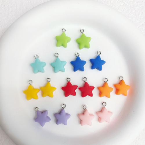 Solid Color Resin Pendants, with Iron, Star & DIY Approx 