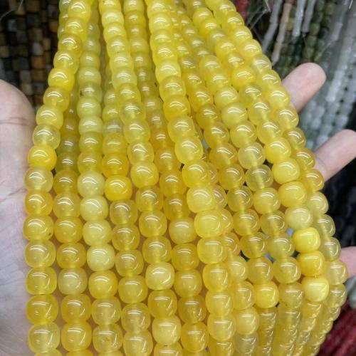 Perles de pierre gemme unique, Jaune calcédoine, Rond, DIY, Jaune Vendu par brin
