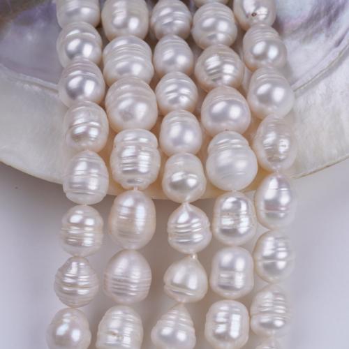 Perlas Patata Freshwater, Perlas cultivadas de agua dulce, chapado en color dorado, Bricolaje, Blanco, about：11-12mm, longitud:18 cm, Vendido por Sarta