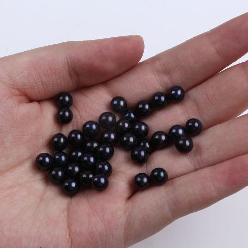 Perles de nacre rondes de culture d'eau douce, perle d'eau douce cultivée, DIY, noire, about：6.5-7mm, Vendu par brin