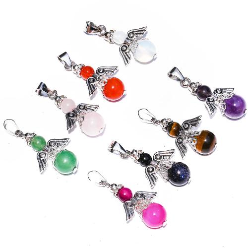 pendentif en alliage zinc à gemme , Pierre naturelle, avec alliage de zinc, ange, DIY & différents matériaux pour le choix, plus de couleurs à choisir Vendu par PC