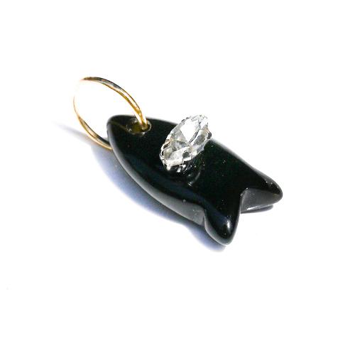 Pendentif bijoux de pierre gemme, Pierre naturelle, poisson, DIY & différents matériaux pour le choix & avec strass, plus de couleurs à choisir Vendu par PC