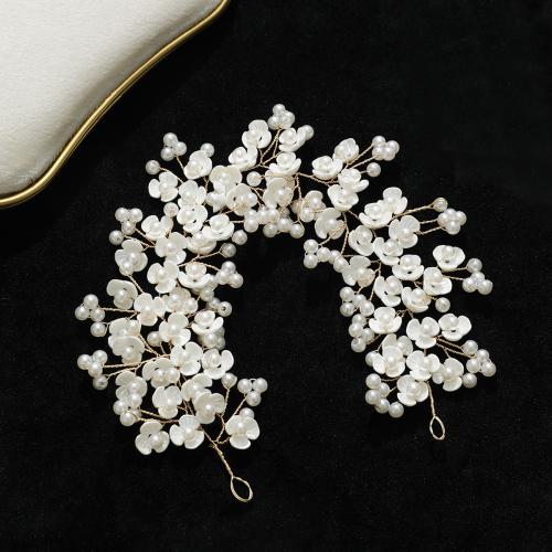 Nuptiale Couronne cheveux, perle de plastique, avec fil en laiton, fait à la main, bijoux de mode & pour femme, doré Vendu par PC