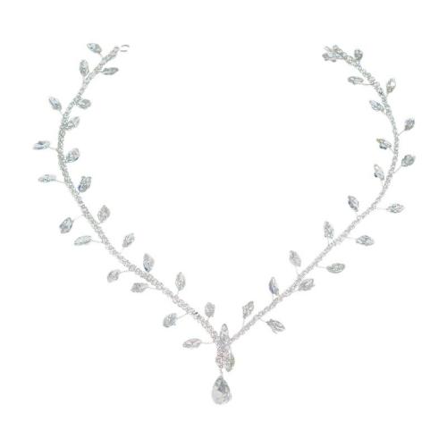 Frontlet nuptiale, alliage de zinc, avec fil en laiton & cristal, fait à la main, bijoux de mode & pour femme & avec strass, argent, Vendu par PC