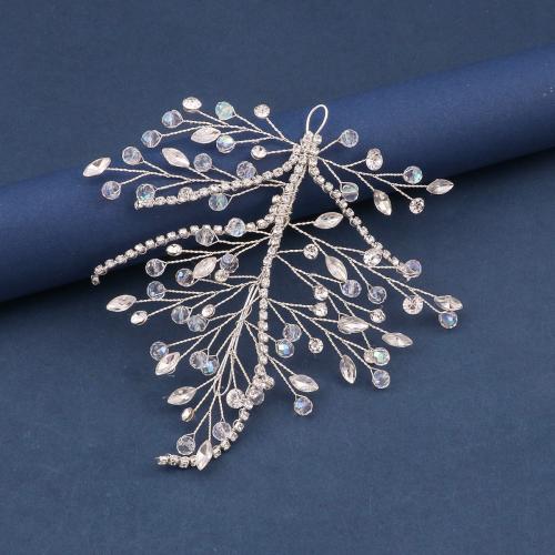 Accessoire de cheveux résultats bricolage, perle de plastique, avec fil en laiton & cristal, fait à la main, styles différents pour le choix & pour femme & avec strass, argent, Vendu par PC