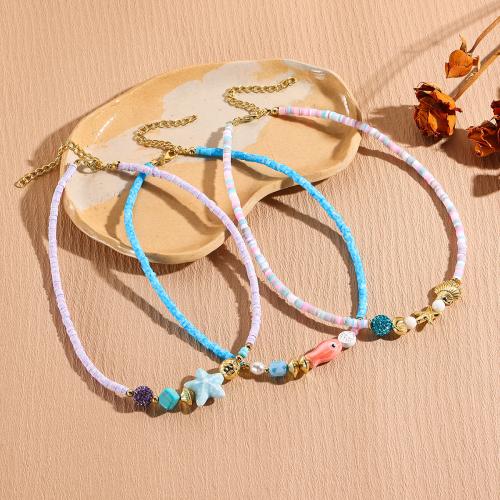 Collier Bijoux argile POLYMERE, argile de polymère, avec cristal & alliage de zinc, Placage, bijoux de mode & styles différents pour le choix & pour femme, Vendu par PC