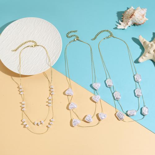 Collier de perles en plastique, alliage de zinc, avec perle de plastique, Placage, bijoux de mode & styles différents pour le choix & pour femme, Vendu par PC