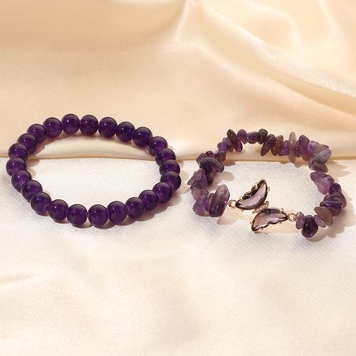 Bracelets en pierres précieuses, Pierre naturelle, avec verre, bijoux de mode & différents matériaux pour le choix, plus de couleurs à choisir, 8mm .5 cm, Vendu par PC