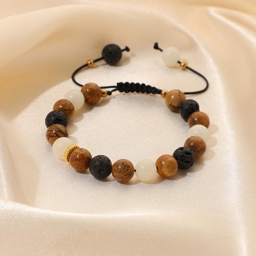 Bracelets en pierres précieuses, Pierre naturelle, avec lave volcanique & agate noire & laiton, bijoux de mode & différents matériaux pour le choix, plus de couleurs à choisir, 8mm .5 cm, Vendu par PC