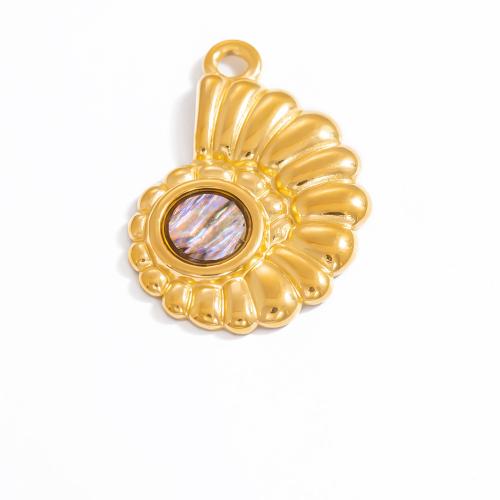 Pendentifs d'animaux en acier inoxydable , Acier inoxydable 304, avec coquille, Placage de couleur d'or, DIY & modèles différents pour le choix, plus de couleurs à choisir, Vendu par PC