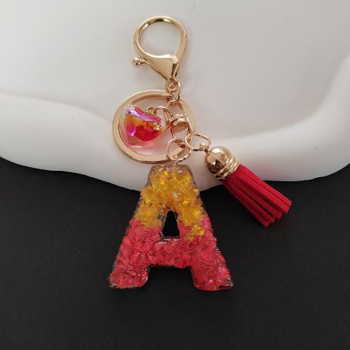 Resin Key Chain, with Zinc Alloy, Alphabet Letter & for woman 