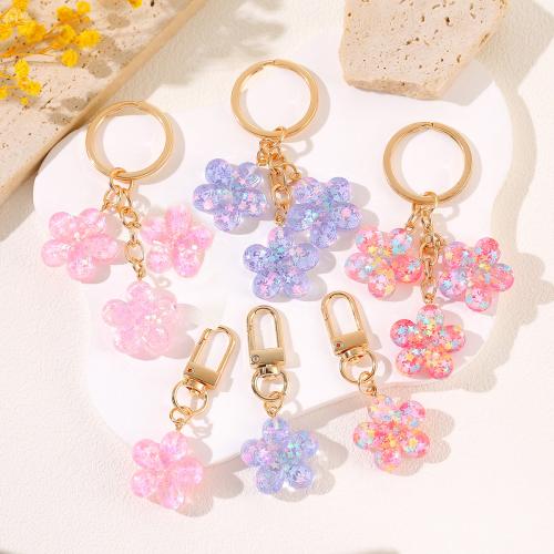 Resin Key Chain, with Zinc Alloy, Flower & for woman, key clasp length 60-80mm 