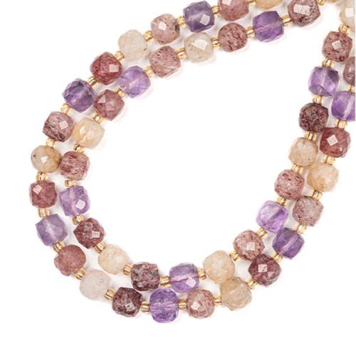 Mix Color Quartz Beads, Super Seven Crystal, Square, DIY, mixed colors, 8mm Approx 38 cm 