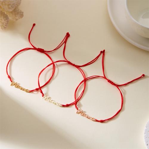 Fashion Zinc Alloy Bracelets, with Knot Cord, Alphabet Letter, plated, Adjustable & for woman cm 