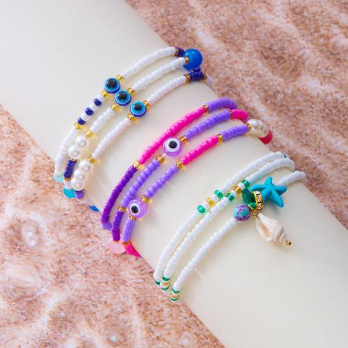 Mode Toe Fußkette, Seedbead, mit Harz & Kunststoff Perlen, böser Blick- Muster & verschiedene Stile für Wahl & für Frau, keine, verkauft von PC