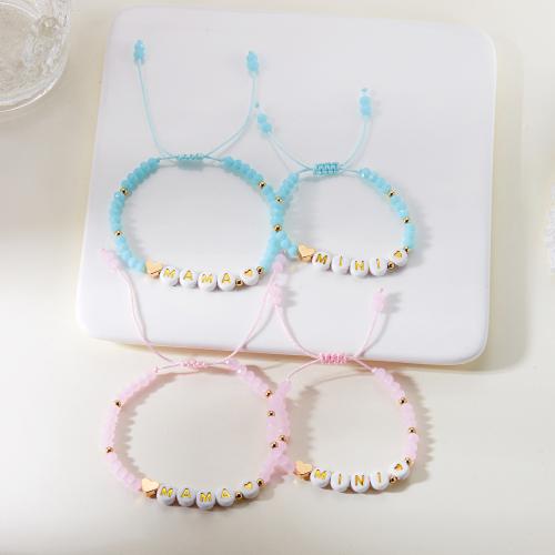 Resin Bracelets, with Knot Cord & Copper Coated Plastic & Plastic Pearl, Adjustable & for woman 