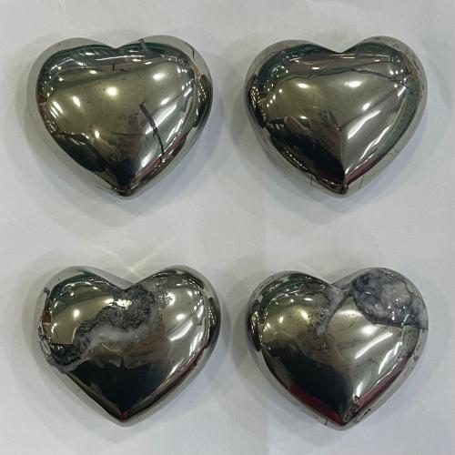 Gemstone Decoration, Golden Pyrite, Heart, for home and office, 45mm 