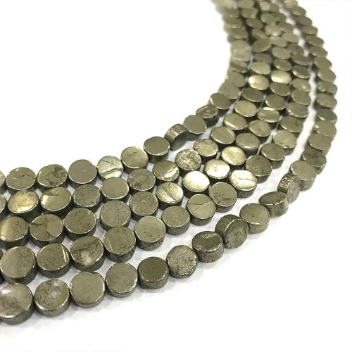 Goldene Pyrit Perlen, rund, DIY & verschiedene Größen vorhanden, keine, verkauft von Strang