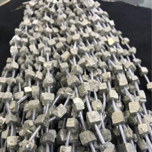 Goldene Pyrit Perlen, Quadrat, DIY, 8mm, 18PCs/Strang, verkauft von Strang