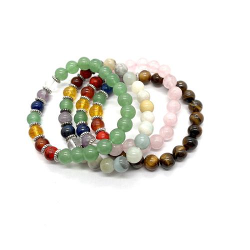 Bracelets en pierres précieuses, Pierre naturelle, avec alliage de zinc, bijoux de mode & différents matériaux pour le choix, plus de couleurs à choisir, Vendu par PC[