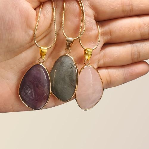 Colliers de pierres précieuses, Pierre naturelle, avec alliage de zinc, bijoux de mode & différents matériaux pour le choix, plus de couleurs à choisir, Vendu par PC