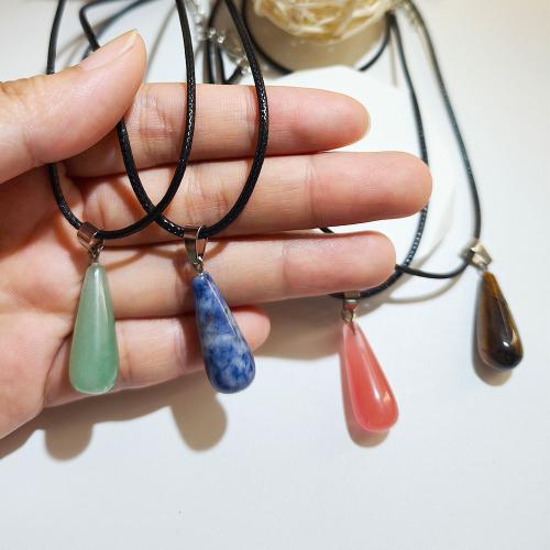 Colliers de pierres précieuses, Pierre naturelle, avec corde de cire, bijoux de mode & différents matériaux pour le choix, plus de couleurs à choisir, Vendu par PC