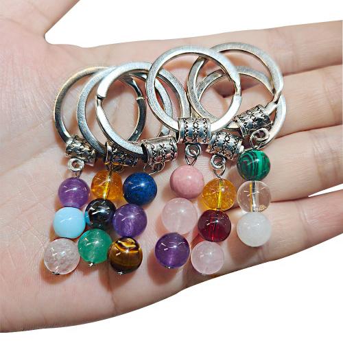 bijoux de porte-clés en Alliage de zinc, avec Pierre naturelle, Placage de couleur argentée, bijoux de mode & différents matériaux pour le choix, plus de couleurs à choisir, Vendu par PC