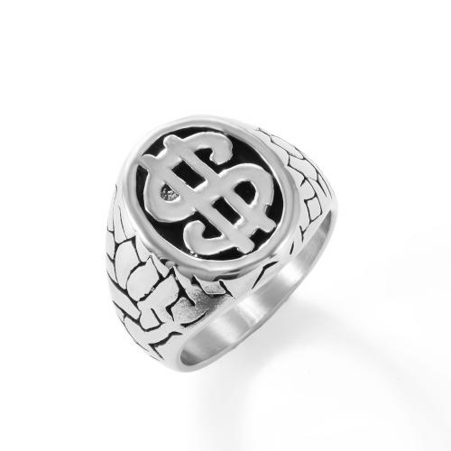 Bague en acier inoxydable, Acier inoxydable 304, poli, normes différentes pour le choix & pour homme & émail, couleur originale, Vendu par PC