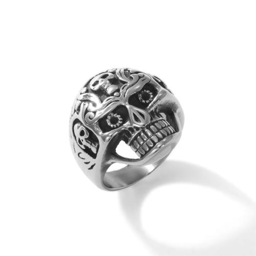Bague en acier inoxydable, Acier inoxydable 304, crane, poli, normes différentes pour le choix & pour homme & creux, couleur originale, Vendu par PC