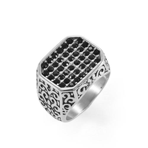 Bague en acier inoxydable, Acier inoxydable 304, poli, normes différentes pour le choix & pour homme & avec strass, couleur originale, Vendu par PC