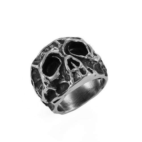 Bague en acier inoxydable, Acier inoxydable 304, crane, poli, bijoux de mode & normes différentes pour le choix & pour homme, couleur originale, Vendu par PC