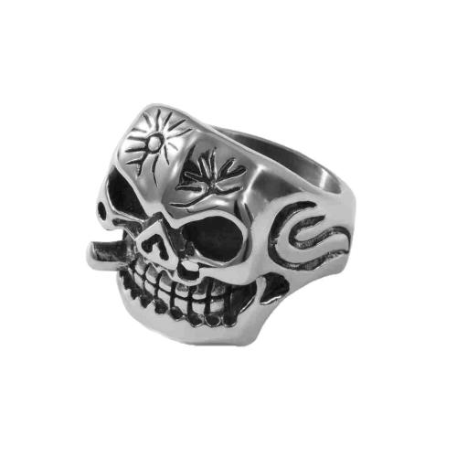 Bague en acier inoxydable, Acier inoxydable 304, crane, poli, bijoux de mode & normes différentes pour le choix & pour homme, couleur originale, Vendu par PC