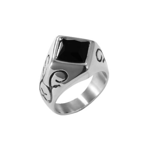 Bague en acier inoxydable, Acier inoxydable 304, avec cristal, poli, bijoux de mode & normes différentes pour le choix & pour homme, couleur originale, Vendu par PC