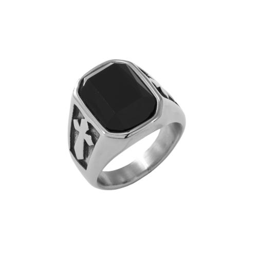 Bague en acier inoxydable, Acier inoxydable 304, avec cristal, poli, bijoux de mode & normes différentes pour le choix & pour homme, couleur originale, Vendu par PC