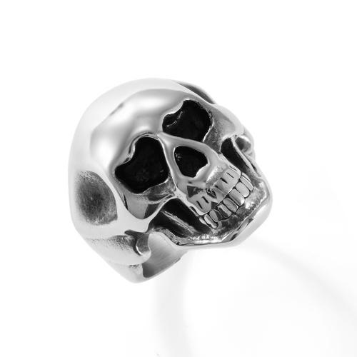 Bague en acier inoxydable, Acier inoxydable 304, crane, poli, bijoux de mode & normes différentes pour le choix & pour homme, couleur originale, Vendu par PC