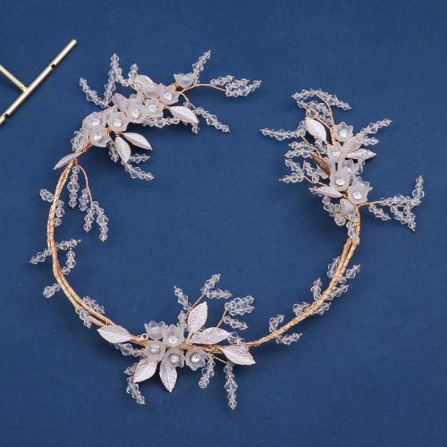 Nuptiale Couronne cheveux, alliage de zinc, avec fil en laiton & cristal & Acrylique, fait à la main, bijoux de mode & pour femme & avec strass, plus de couleurs à choisir, Vendu par PC