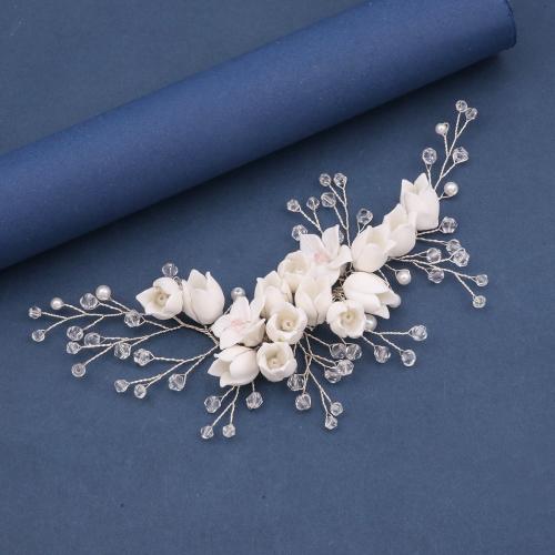 Accessoire de cheveux résultats bricolage, alliage de zinc, avec fil en laiton & argile de polymère & cristal & perle de plastique, fait à la main, bijoux de mode & pour femme, plus de couleurs à choisir, Vendu par PC