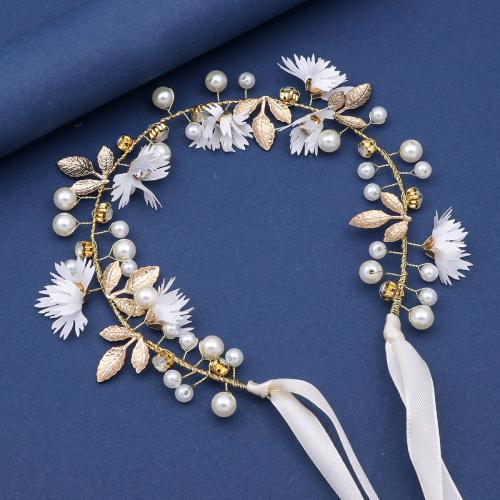 Ruban bijoux, alliage de zinc, avec fil en laiton & tissu & perle de plastique, fait à la main, bijoux de mode & pour femme, plus de couleurs à choisir, Vendu par PC