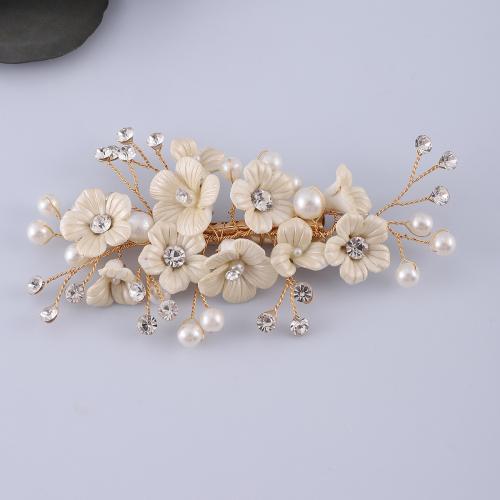 Pinces bec, alliage de zinc, avec fil en laiton & argile de polymère & perle de plastique, fait à la main, bijoux de mode & pour femme & avec strass, plus de couleurs à choisir, Vendu par PC