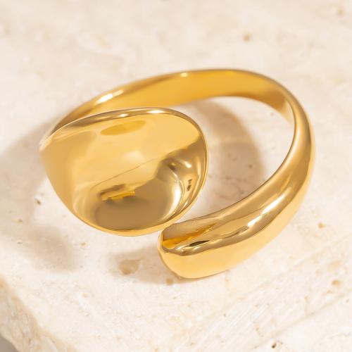 Bague en acier inoxydable, Acier inoxydable 304, avec perle de plastique, Placage, avec strass, doré, Vendu par PC