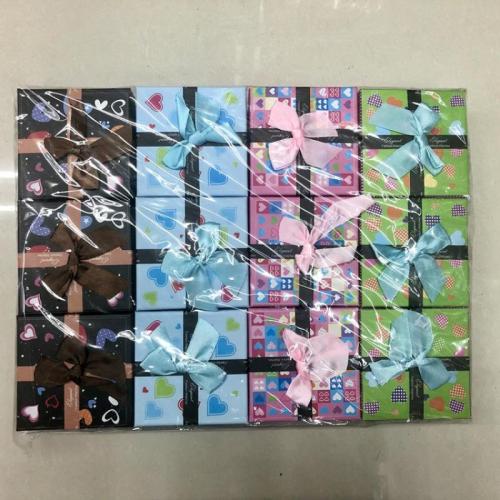 Boîte Cadeau de bijoux, papier, cadre, Impression, styles différents pour le choix & avec une décoration de noeud à boucles, couleurs mélangées Vendu par sac