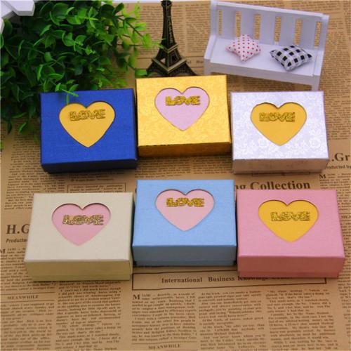 Boîte Cadeau de bijoux, papier, cadre, Anti-poussière & avec le motif de coeur, couleurs mélangées Vendu par sac