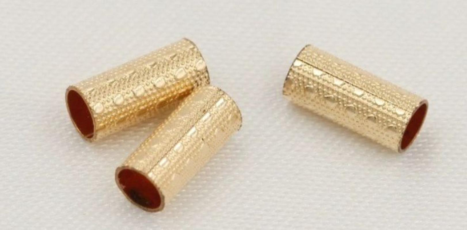 Perles or Tube rempli, Doublé or, texturé, 3*7MM, Trou:Environ 2.7mm, Vendu par PC