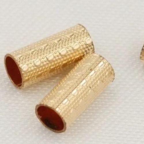 Perles or Tube rempli, Doublé or, texturé, 3*7MM Environ 2.7mm, Vendu par PC