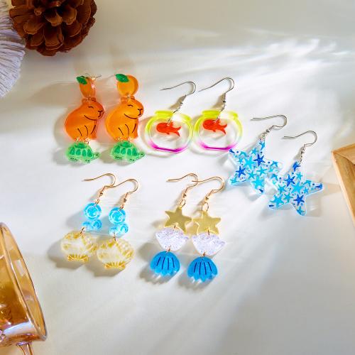 Zinc Alloy Drop Earring, with Acrylic, silver color plated & for woman 
