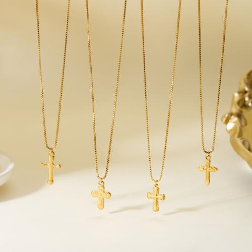 ステンレス鋼のジュエリーネックレス, 304ステンレススチール, クロス, ゴールドメッキ, 異なるスタイルを選択 & 女性用, 無色, 売り手 パソコン